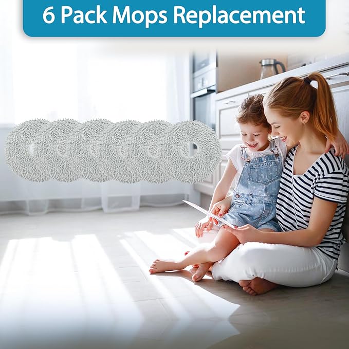 6 Pack Mop Cloth Pads Replacement for Dreame L10s Ultra / L10 Ultra / X40 Ultra Robot Vacuum Cleaner Parts, Wet Mopping Pads Compatible with Dreametech X30 Ultra, Reusable and Washable Accessories