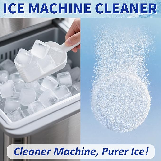 Ice Machine Cleaner Maker and Descaler - 100 Ice Maker Cleaner Tablets Compatible with All Major Brands, Nickel Safe Descaler Countertop Portable Commercial Icemaker Cleaning Solution