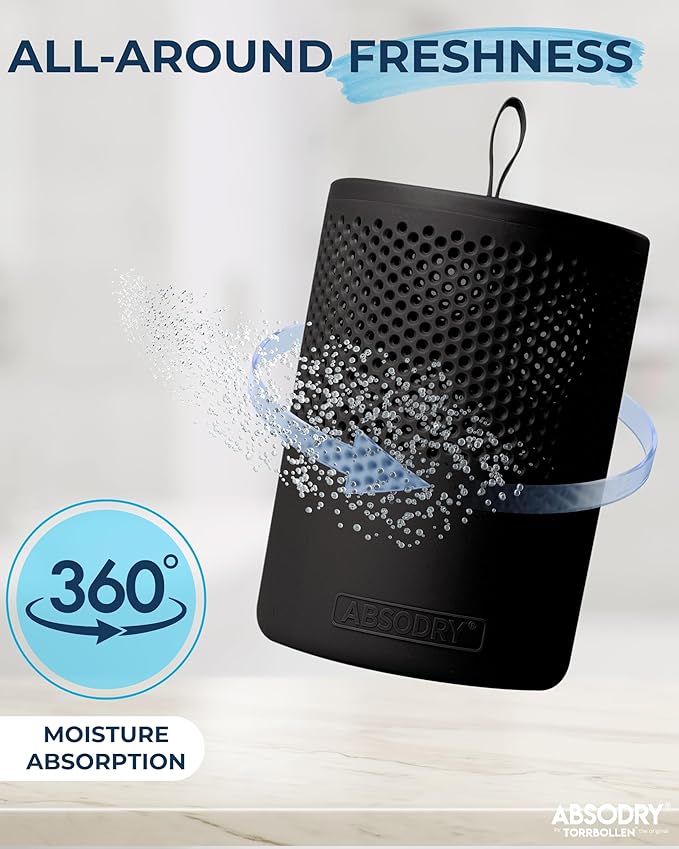 Absodry by Torrbollen Moisture Absorber 1.3lb Bag — Dehumidifier for Bedroom, Electricity & Battery Free Dehumidifiers for Home, Air Freshener and Purifier for Home Up to 90 Days, 269 ft² (Black)