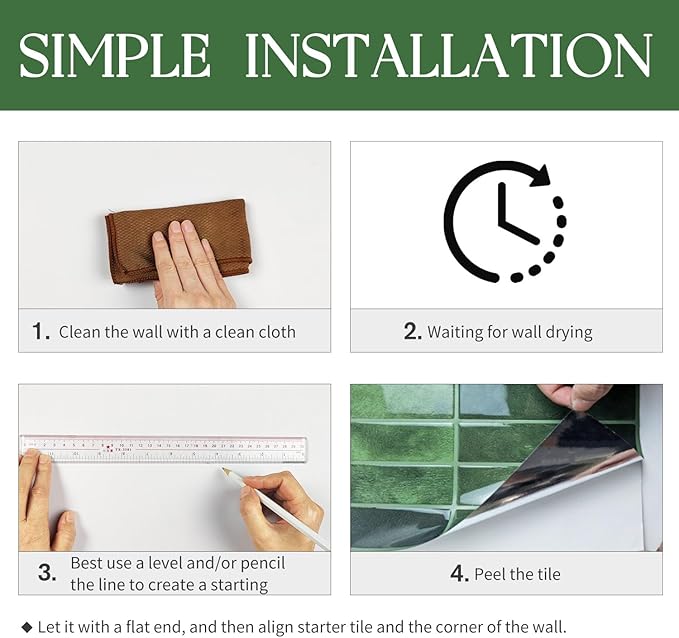 10 Sheet Thicker Subway Tiles Peel and Stick Backsplash,Splash Proof Green Rectangular Self-Adhesive Wall Tiles for Kitchen and Bathroom(11.4" x 9")