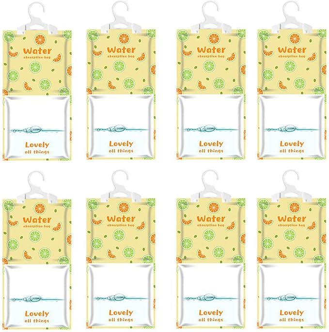 Moisture Absorbers Packets, 8 Pack - Eliminates Musty Odors for Fresher, Cleaner Air, Humidity Packs, Dessicant Packets, Hanging Closet Dehumidifier Bags(orange)