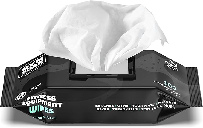 Yoga Mat Cleaner Wipes, Plant Based - 500 Gym Equipment Wipes to Clean Exercise Equipment, Treadmill, Peloton Bikes - Gym Supplies, Yoga Supplier, Cleaning Wipes for Home & Gym - Spa Fresh Scent