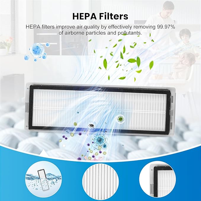 21 Pack Replacement Parts Compatible with Dreame D20 Plus Robot Vacuum and Mop, Accessories Kit with 1 Main Brush,6 Dust Bags,4 Mop Pads,4 Hepa Filters,4 Side Brush