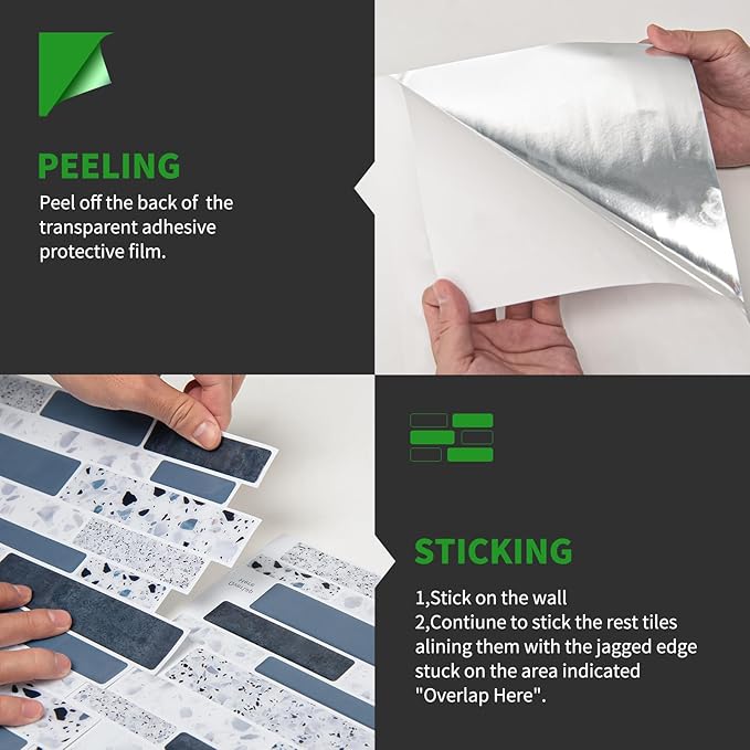 LONGKING Peel and Stick Backsplash Tile for Kitchen, Stick on Tile on Wall, Bathroom
