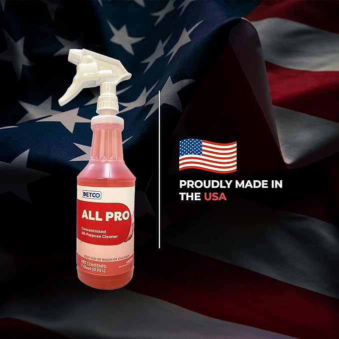 ALL PRO Concentrated All Purpose Cleaner – Biodegradable, Non Toxic, Heavy Duty, Foaming & Streak Free Multi-Surface Solution, 4oz Per Gallon of Water, Daily No Rinse Cleaner, Case of 12 Quarts