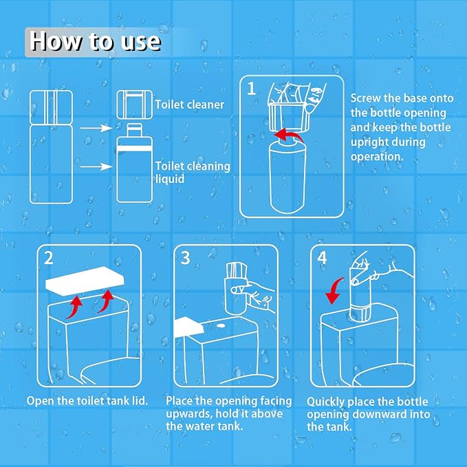 Automatic Toilet Cleaner, Blue High-Concentration Liquid for Powerful Toilet Bowl Cleaning, Lasts 200 Days or Over 4000 Uses, Deodorizes and Prevents Stains in Bathroom Toilets (2Bottle)
