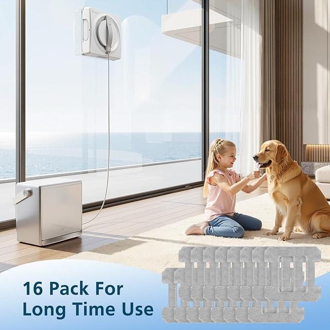 16 Pack Cleaning Rags for ECOVACS Winbot W2 PRO Omni / W2 PRO, W1 Pro / W2 / W1 / W2 Omni Window Cleaning Robot, Washable Microfiber Mop Pad Window Cleaning Replacement Accessories Mop Cloth