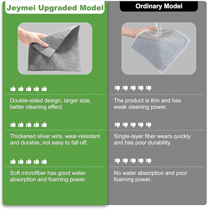 10 Counts Multipurpose Wire Dishwashing Rag,Non Scratch Wire Dishcloth for Washing Dishes,Microfiber Miracle Cleaning Cloth with Mesh,Dual-Sided Steel Mesh Cloth for Pot,Metal Scrubber,Grey