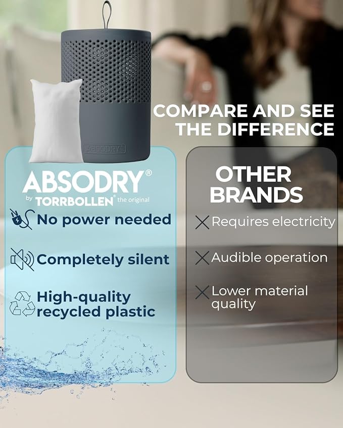 Absodry by Torrbollen Moisture Absorber 4 x 0.66lb Bag Dehumidifier for Bedroom, Electricity & Battery Free Dehumidifiers for Home, Air Freshener and Purifier for Home (4 X Refills)