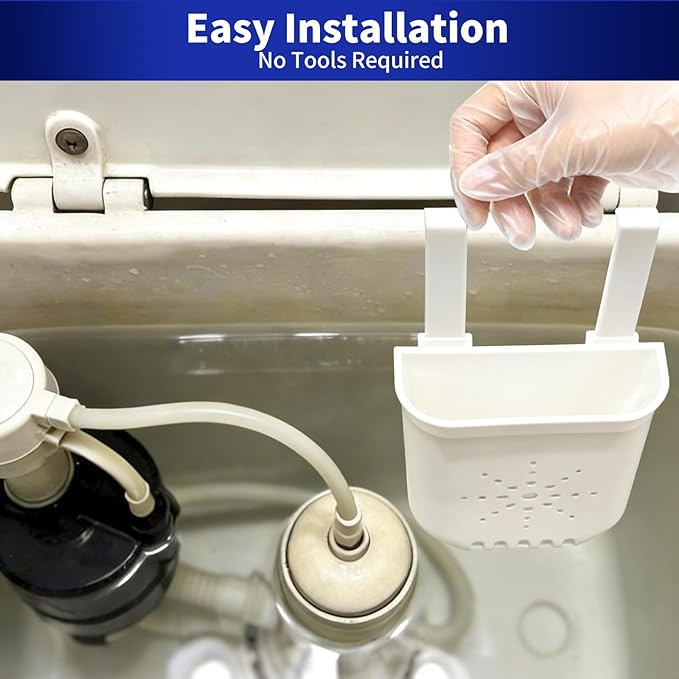 Adjustable Toilet Tank Tablet Holder – Controlled Release Bleach Tablets Dispenser for Toilet Tank, Large Capacity ABS Toilets Tanks Cleaner Tablets Container, Fits Most Water Tanks