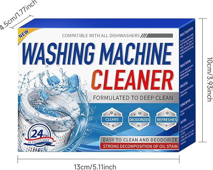 Washing Machine Cleaner Tablets, 24 Pack, 12 Month Supply, Pet-Safe Formula, HE Compatible for Top & Front Load Washers, Septic Safe