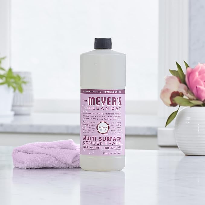 Mrs. MEYER'S CLEAN DAY Multi-Surface Cleaner Concentrate,Use to Clean Floors,Tile,Counters,Peony,32 fl. oz,(Pack of 4)