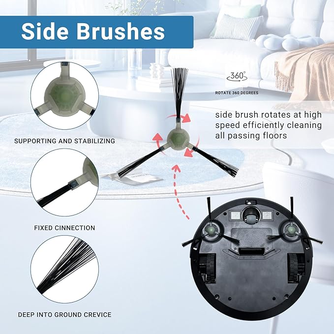 Replacement Parts Compatible with Lefant M330 Pro Robot Vacuum Accessories 6 Side Brush 3 Filter 3 Mopping Pad