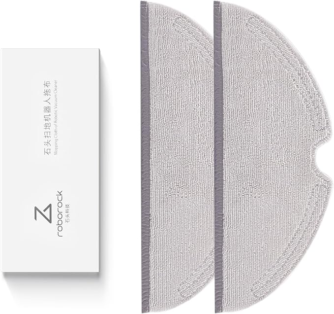 roborock 2 Pack Microfiber Mop Cloths for Q 5, Q5 Pro, Q5 Pro+, Q7, Q7Max, Q8Max, Q8Max+, E Series, S5, S5 Max, S 6, S6 Pure, S6 MaxV Robot Vacuum Cleaner, Mop Pad Replacement Accessories