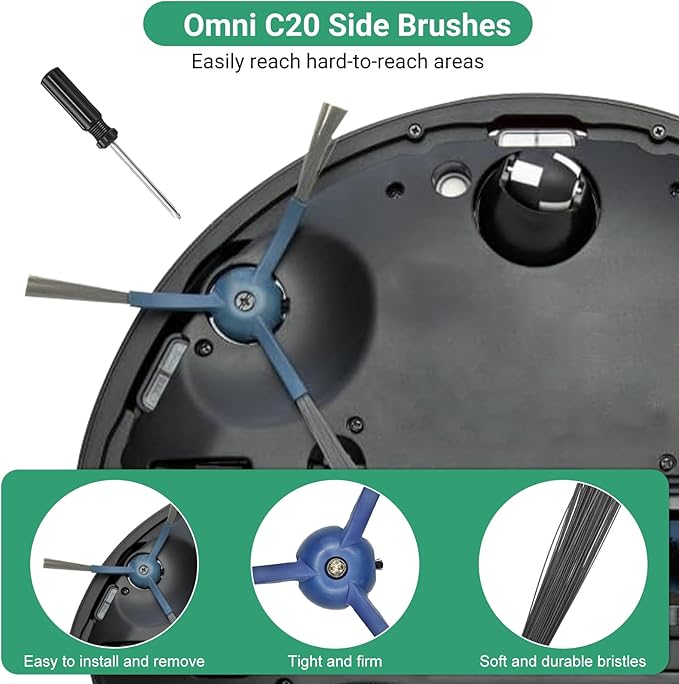 Replacement Kit for Eufy Robot Vacuum Omni C20 – Includes: 2 Main Brushes, 4 Filters, 6 Mopping Pad, 6 Side Brushes, 6 Dust Bags, 6 Scented Tablets, 1 Cleaning Brush & 1 Screwdriver