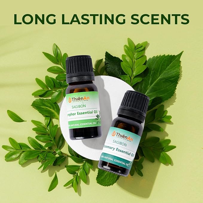THIEN AN - Car Air Fresheners Set Rosemary and Eucalyptus Scents Natural Car Fragrance Satobon with Car Diffuser (10ml) Car Vent Clips, Refillable Car Air Fresheners