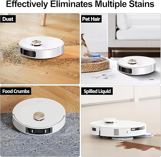 4 Pcs Mop Pads for Mova P10 Pro Ultra/Dreame L40 Ultra/ L10s Ultra Gen 2/ X40 Ultra/X50 Ultra/ E30 Ultra/ P50 Pro Ultra Robot Vacuum, Washable Reusable Replacement Wet Microfiber Mop Floor Cleaning