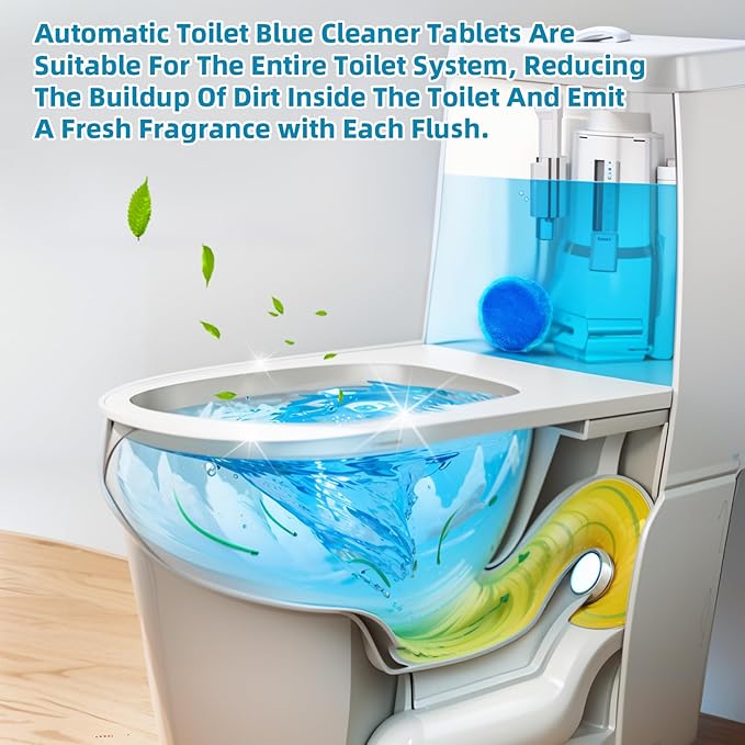 G · PEH Automatic Toilet Bowl Cleaners Tablets, Long Lasting Toilet Bowl Cleaners Tablets Blue Toilet Tank Cleaner Tablets for Freshening & Cleaning for Bathroom 60 Pack