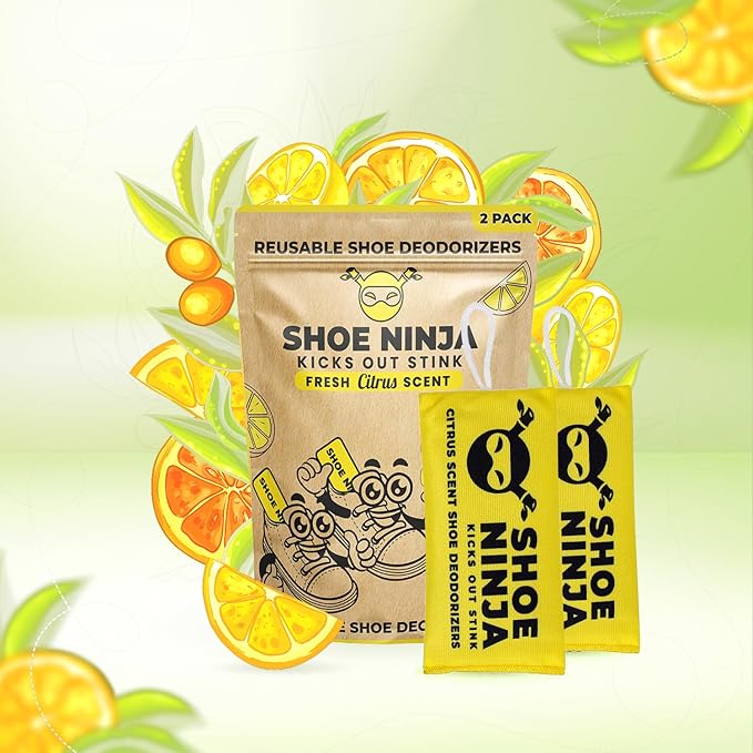 Shoe Ninja Shoe Deodorizer - Shoe Odor Elimination with Activated Charcoal, Versatile and Reusable Shoe Smell Remover, Boxing Glove Deodorizer, and Shoe Freshener, Great for Sports - 1 Pack Count of 2