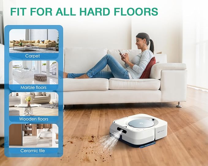 8 Pack M6 Mopping Wet Pads for iRobot Braava Jet m6 6110, 6012, 6112, 6113, Ultimate Robot, Wet Mopping Pads Compatible with Braava Jet m Series, Washable and Reusable Roomba Mop Pads