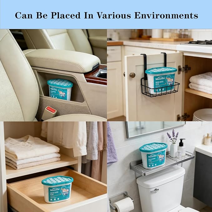 Moisture Absorbers Buckets,10 Pack,Portable Humidity Absorber Boxes for Your Bathroom,Basement, Closet & Car,Dehumidifier with Lavender Fragrance (Capacity 500 Milliliters/Box ;10 Boxed Items)
