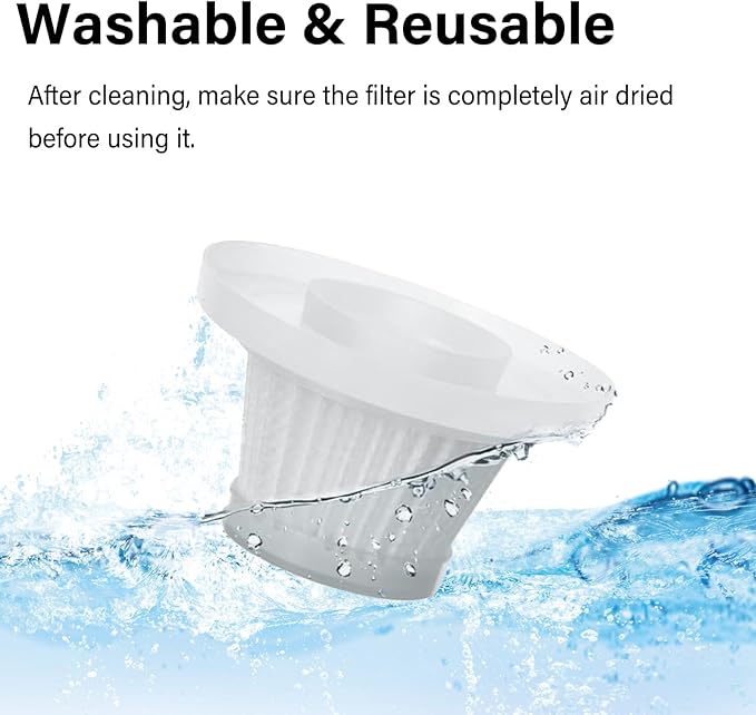 3 Pack Replacement Filter Compatible with Compact Cordless Vacuum, Washable Hepa Filter