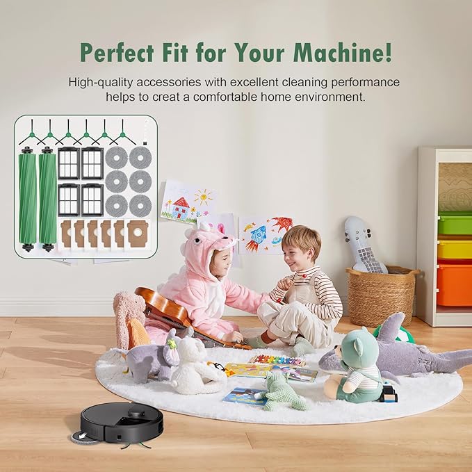 25 Pcs Replacement Parts for iRobot Roomba Plus 405 Combo/505 Combo /507 Combo Robot Vacuum Cleaner, Include 2 Main Brushes, 6 Dust Bags, 6 Mop Pads, 4 Filters, 6 Side Brushes and 1 Cleaning Tool
