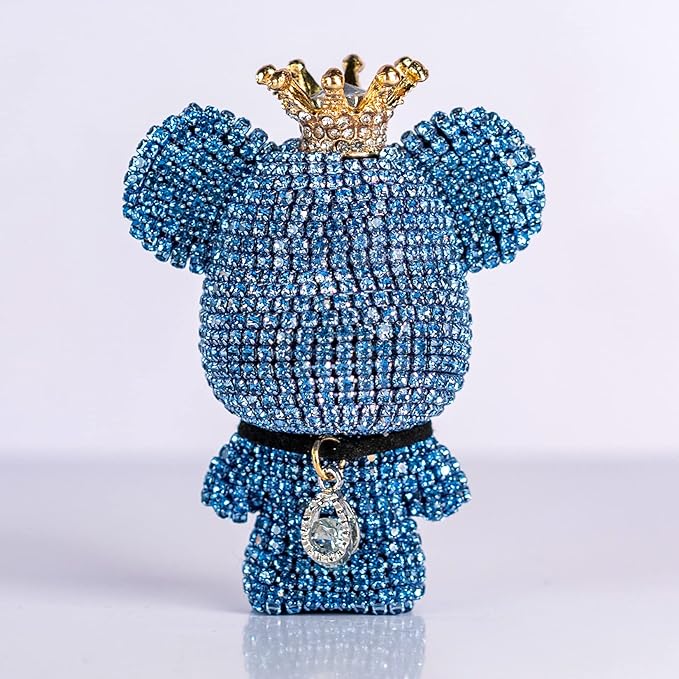 Cute Car Accessories, Bling Crystal Bear Car Air Freshener With Vent Clip,Rhinestone Aesthetic Car Decor Interior Decoration (BLUE)