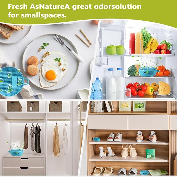 Refrigerator Deodorizer, Fridge Odor Eliminator - USB Rechargeable & Reusable, Eliminates Odors in Fridges, Cars, Closets, More Effective Than Baking Soda Bamboo Air Purifying Bags