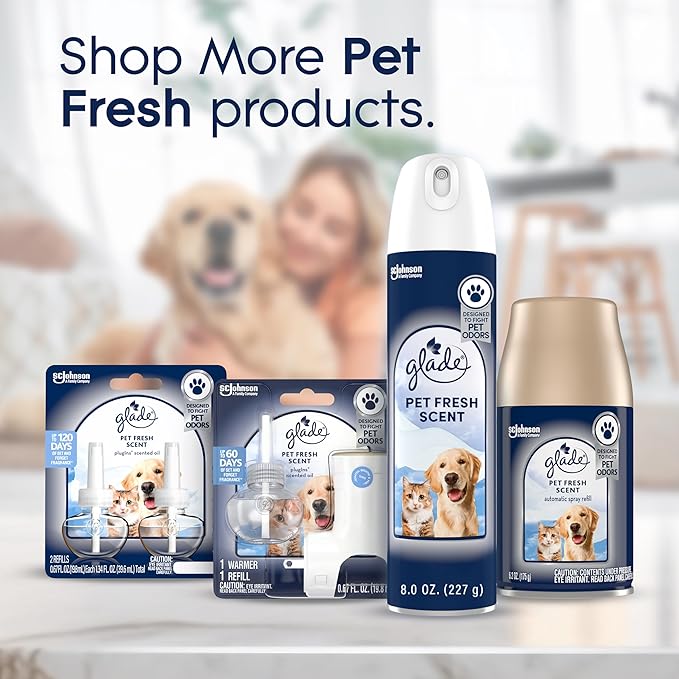 Glade Automatic Spray Refill, Pet Fresh Scent, Scented Air Freshener for Home and Bathroom, 6.2 Oz, 2 Count
