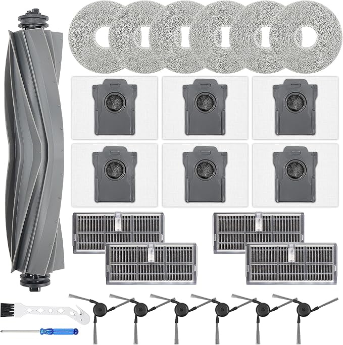 25 Pack Accessories for Dreame L40 Ultra / L40 Gen2 / X40 Ultra/Master, MOVA P10 / P50 Pro Ultra Robot Vacuum Replacement Parts - Main Brush, Active Filters, Mop Pads, Dust Bags, Side Brushes
