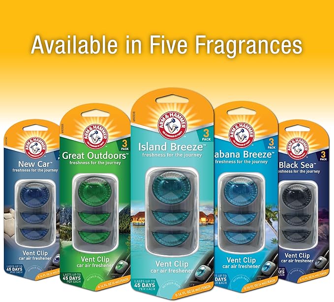 Arm & Hammer AH8203IB Island Breeze Freshness Vent Clip for Car Air Freshener 4 Pack of 3 Piece in Each