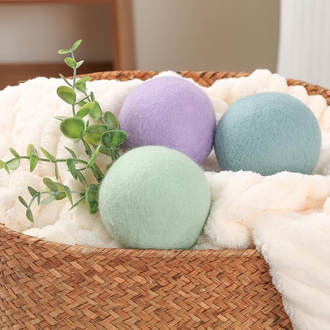 Wool Dryer Balls 3 Pack XL, Natural Fabric Softener New Zealand Wool,Handmade Organic Laundry Dryer Balls, Reusable 1000 Loads,Wrinkles Free, Shorten Drying Time(3 Pack, Colorful)
