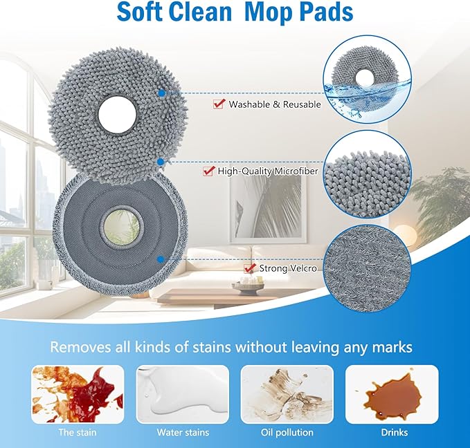 QV 35A accessories, QV 35S replacement Kit for Roborock QV 35A/QV 35S/QR 598/QR 798 Robot Vacuum Replacement Parts, 1 Main Brush, 6 Mop Pads, 6 Dust Bags, 6 Filters, 6 Side Brushes, 2 cleaning