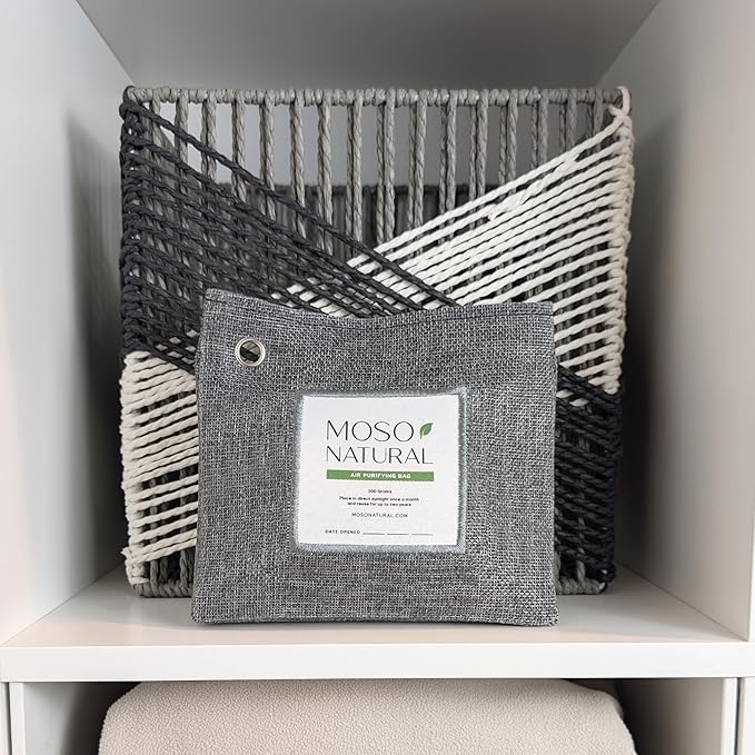 Moso Natural Air Purifying Bag 300g (10.58oz) Premium Bamboo Charcoal Odor Absorber for Home & Pet, Closet Odor Eliminator & Small Room Deodorizer, Charcoal Bags Last 2 Years, Unscented (5 Pack)
