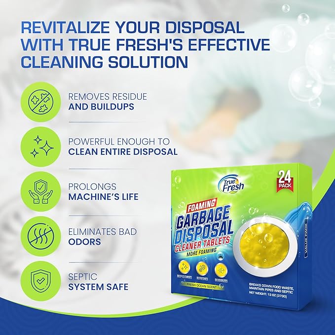 True Fresh 15 Washing Machine Cleaner Tablets & 24 Garbage Disposal Cleaner Tablets, Perfect Combo for sink and washers, Compatible with all washing machines and disposal brands - 12 Month Supply