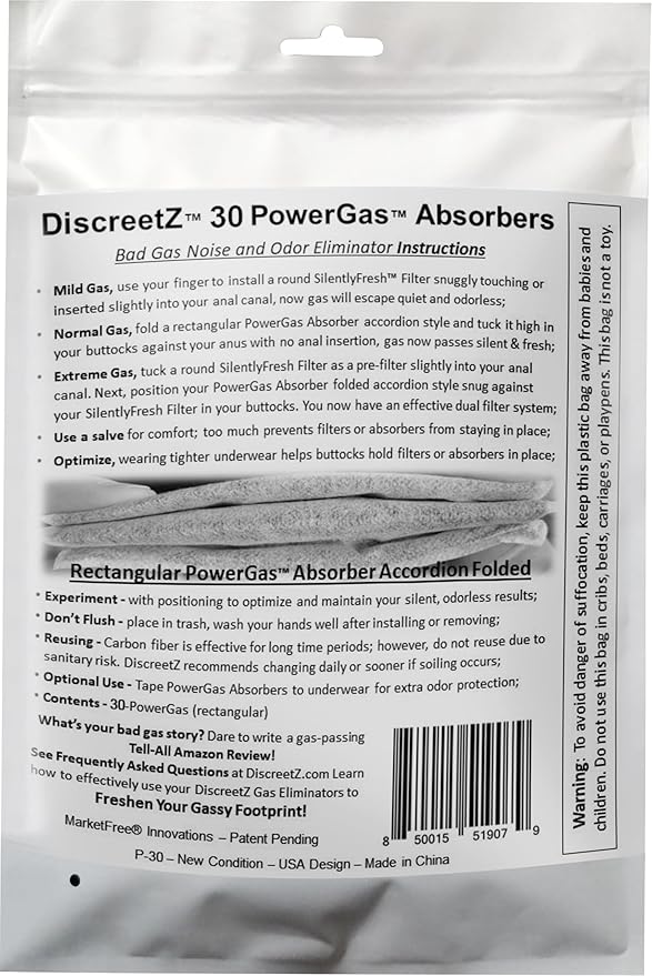 Gas pads absorb odors & sound, activated charcoal odor absorber flatulence pads, bad gas relief for adults, silence sound, women & men charcoal odor absorber underwear pads for buttocks. 30-Count P-30