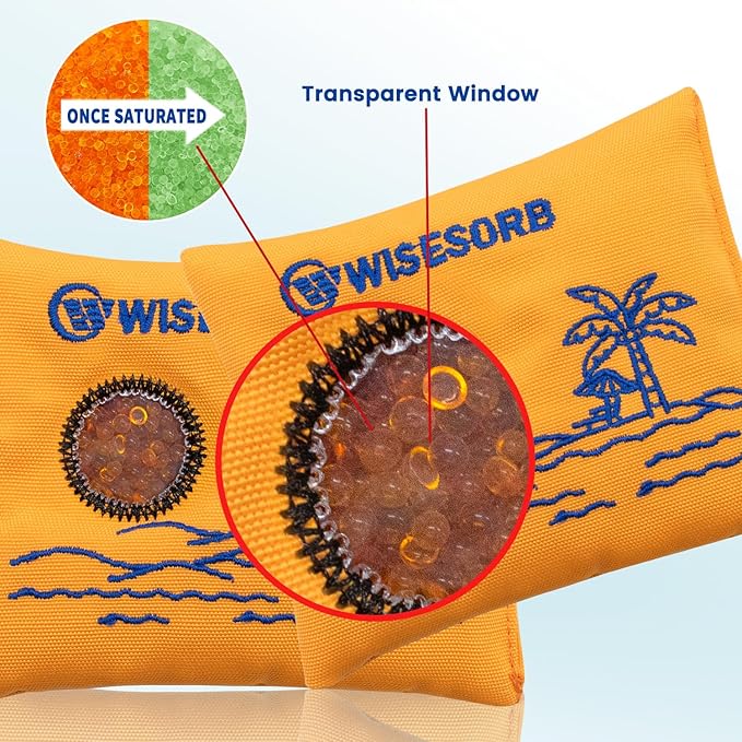 50g x 6 Packs Rechargeable Desiccant Packs, Orange Indicating Silica Gel Packets, Moisture Absorber for Storage, Seeds, 3D Filaments, Electronics, Safes, Luggage - Reusable Dehumidifier Bags