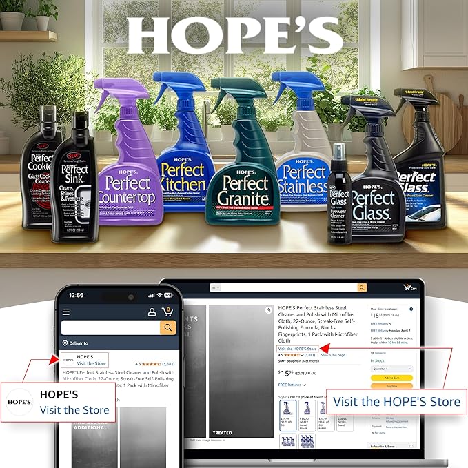 HOPE'S Perfect Kitchen Cleaner Spray - 32 Oz No-Residue All Purpose Cleaning Spray - Multisurface Degreaser for Counters, Stoves, Microwaves, and More - Pet and Home Safe - Pack of 12