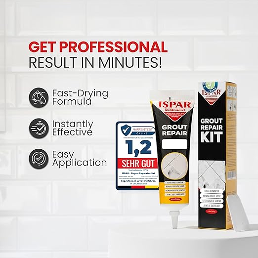 Tile Grout Repair Kit β White Grout Filler 8.8 oz, Pre-Mixed Caulk & Grout Paint for Shower, Bathroom, Floor Tiles β Quick-Dry Tile Grout Sealer with Spatula