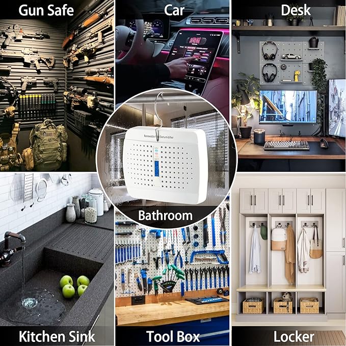 Small Dehumidifier, Moisture Absorber for Closed Spaces, Cabinet, Closet and Bathroom, Renewable Mini Dehumidifiers for Gun Safe, Rust Prevention