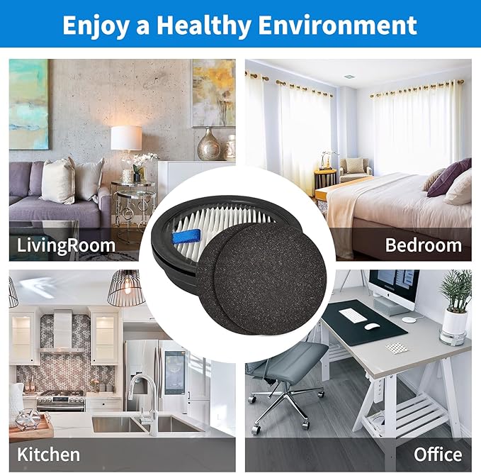 4 Pack HEPA Filters and 8 Pack Sponge Filters Replacement for Afoddon A200Pro/A200, ORFELD B08/C10A/C10G and NEQUARE S12 S25 S26 Series Cordless Vacuum Cleaner with Brush