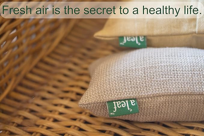 Bamboo charcoal air purifying bag, Naturally Dyed and Canada-Made odor absorber, a scent free, chemical free activated bamboo charcoal smell eliminator 3 large and 4 small light grey color bags