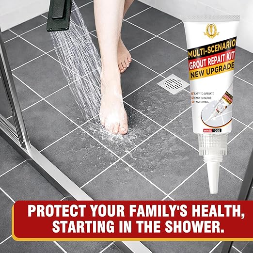 Tile Grout Repair Kit, 2 Pack White Grout Sealer for Shower, Bathroom, Tile, Kitchen, Waterproof Grout Cleaner Restore and Renew Floor, Tile Gaps, Joints, Lines