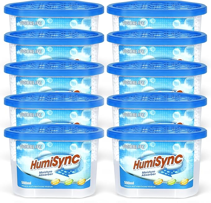 Moisture Absorber 10 Pack, 10.5 Oz Portable Humidity Absorber Boxes for Your Bathroom, RV & Car Moisture Control, Dehumidifiers Attracts Extra Moisture for Closet, Unscented