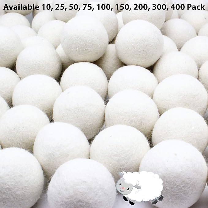 Wooland Wholesale Bulk Laundry XL Premium Wool Dryer Balls - 100% New Zealand Organic Wool Natural Fabric Softener for Sensitive Skin, Babies (150 Count)