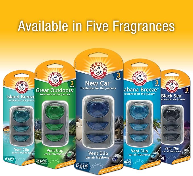 Arm & Hammer AH8203NC New Car Freshness Vent Clip for Car Air Freshener 4 Pack of 3 Piece in Each