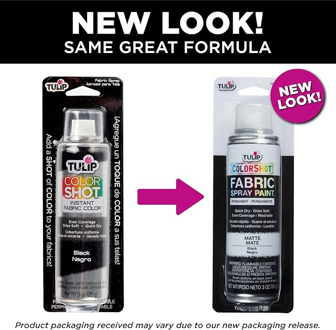 Tulip ColorShot Instant Fabric Spray Paint, Permanent Color Spray-On Fabric Paint, 3oz. Black