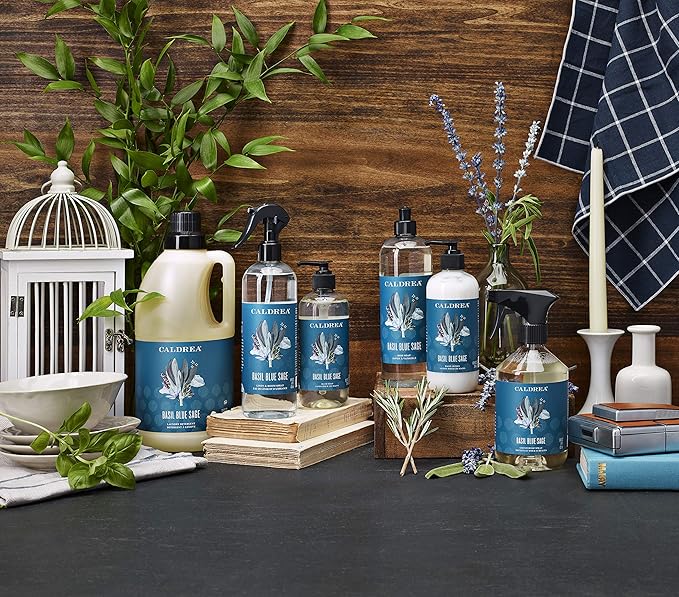 Caldrea Linen and Room Spray Air Freshener, Made with Essential Oils, Plant-Derived and Other Thoughtfully Chosen Ingredients, Basil Blue Sage Scent, 16 oz