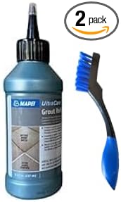 Mapei Grout Refresh Colorant and Sealer: Grout Paint and Sealant - 8 Ounce Bottle Bundle With Brush, Pure White